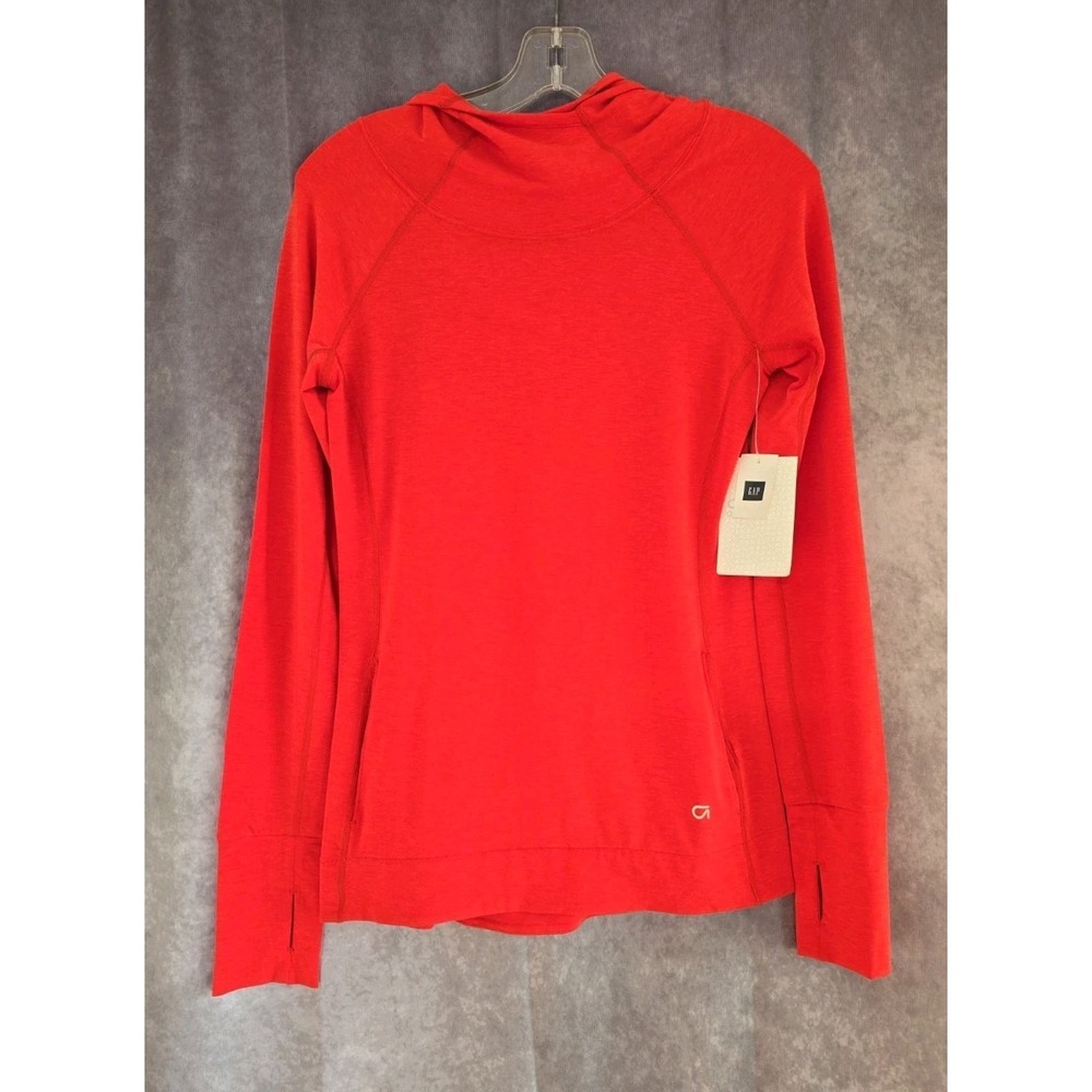 GapFit Breathe Red Hoodie Women Size XS Thumb Holes Long Sleeve Activewear NWT